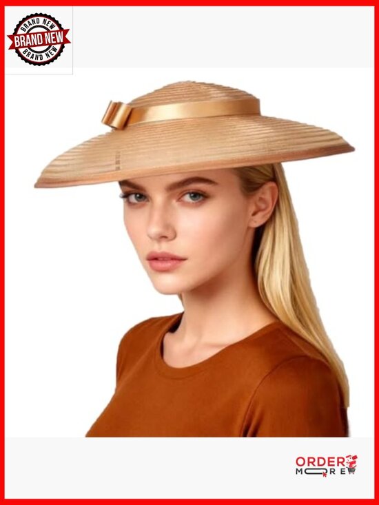 Straw Fedora Wide Brim Hat Adjustable Fascinator Derby Formal Classic